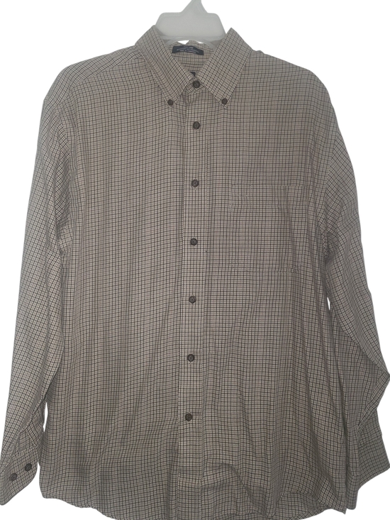 Arrow Other - Arrow Men's Long-Sleeve Button-Down Shirt in Beige Plaid